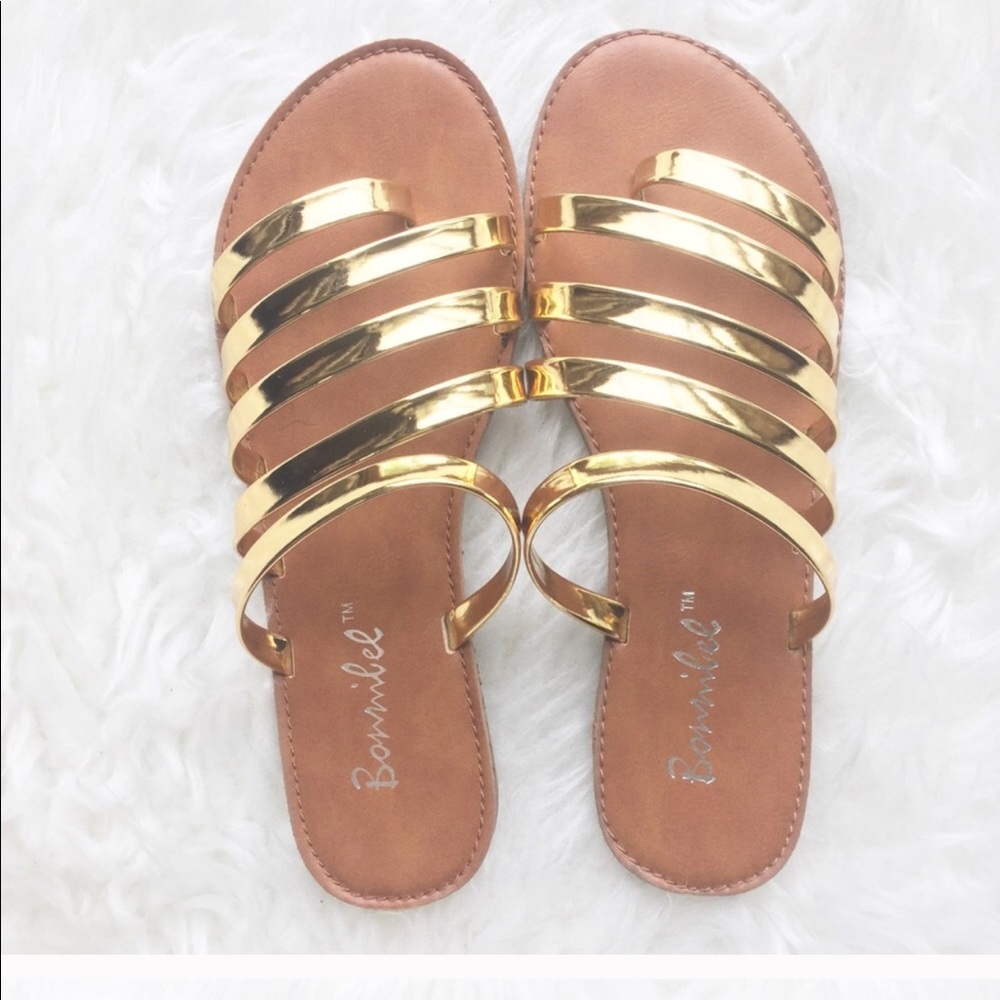 ISO strappy metallic gold sandals